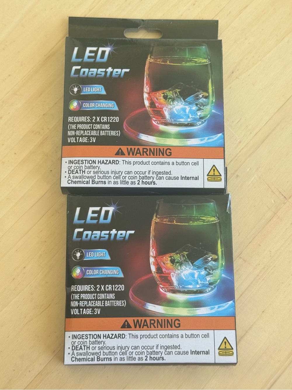 LED Round Coasters Set of 2- NEW